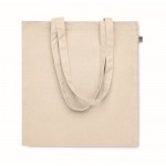 Bolsa de algodón orgánico con asas largas y fuelle 220 g/m2 color beige segunda vista