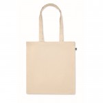 Bolsa de algodón orgánico con asas largas y fuelle 220 g/m2 color beige cuarta vista