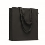 Bolsa de algodón orgánico de colores con asas largas y fuelle 220 g/m2 color negro