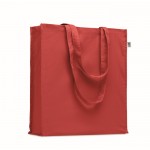 Bolsa de algodón orgánico de colores con asas largas y fuelle 220 g/m2 color rojo