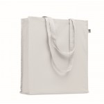 Bolsa de algodón orgánico de colores con asas largas y fuelle 220 g/m2 color blanco