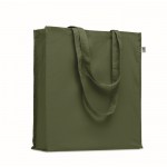 Bolsa de algodón orgánico de colores con asas largas y fuelle 220 g/m2 color verde