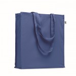 Bolsa de algodón orgánico de colores con asas largas y fuelle 220 g/m2 color azul real