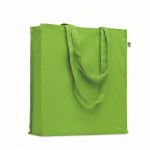 Bolsa de algodón orgánico de colores con asas largas y fuelle 220 g/m2 color verde lima