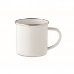 Taza vintage de metal sublimado con borde metalizado 200ml color blanco