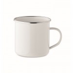 Taza vintage de metal sublimado con borde metalizado 500ml color blanco