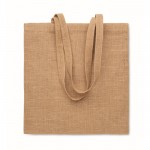 Bolsa para la compra hecha de yute con asas largas a juego color beige