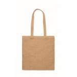 Bolsa para la compra hecha de yute con asas largas a juego color beige segunda vista