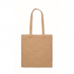 Bolsa para la compra hecha de yute con asas largas a juego color beige segunda vista