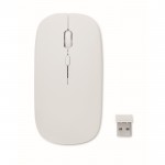 Ratón de ABS inalámbrico con batería USB recargable y cable incluido color blanco cuarta vista