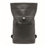 Mochila roll top de suave cuero sintético para portátil 15'' color negro septima vista