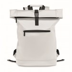 Mochila roll top de suave cuero sintético para portátil 15'' color blanco