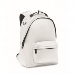 Mochila para portátil de cuero sintético con bolsillo frontal 15'' color blanco