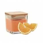 Vela en envase de cristal con tapa de bambú de distintos olores 50gr color naranja quinta vista