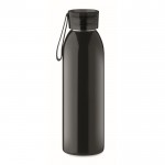 Botella de acero inoxidable con tapa con asa de silicona a juego 650ml color negro cuarta vista