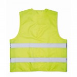 Chaleco de poliéster con bandas reflectantes de alta visibilidad color amarillo tercera vista