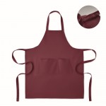 Delantal con bolsillos delanteros y ajustable del cuello 240g/m2 color burdeos