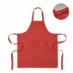 Delantal con bolsillos delanteros y ajustable del cuello 240g/m2 color rojo