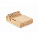 Calendario de sobremesa de bambú para oficina con soporte para móvil color madera