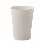 Vaso de plástico reciclado reutilizable de pared simple 300ml color blanco