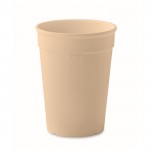 Vaso de plástico reciclado reutilizable de pared simple 300ml color beige
