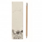 Clásico lápiz con goma de borrar presentado en papel de semillas color blanco tercera vista