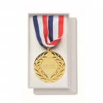 Medalla de hierro con cinta tricolor de azul, blanco y rojo vista de impresión