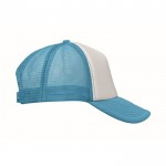 Gorra de beisbol en poliéster con parte frontal en blanco 150 g/m2 color azul cian cuarta vista