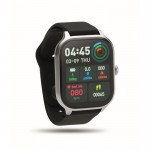 Smartwatch de pantalla LCD táctil y correa de silicona iOS y Android color plateado