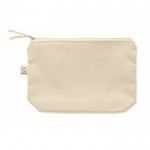 Neceser hecho de tejidos reciclados con cremallera a juego color beige cuarta vista