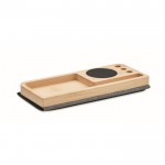 Organizador de escritorio con alfombrilla para ratón y cargador color madera segunda vista