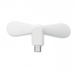 Ventilador portátil para el teléfono a través del puerto USB-C color blanco vista lateral