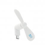 Ventilador portátil para el teléfono a través del puerto USB-C color blanco vista de impresión