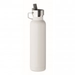 Botella térmica de acero inoxidable reciclado con pajita y asa 660ml color blanco