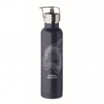 Botella térmica de acero inoxidable reciclado con pajita y asa 660ml color azul marino vista principal