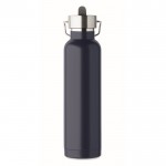 Botella térmica de acero inoxidable reciclado con pajita y asa 660ml color azul marino sexta vista