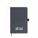 Libreta de PU de tapa rígida con bolsillo frontal para teléfono A5 color azul vista de impresión