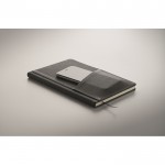 Libreta de PU de tapa rígida con bolsillo frontal para teléfono A5 color gris oscuro vista fotografía quinta vista