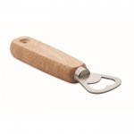 Abrebotellas de madera de caucho con agujero para colgar color madera
