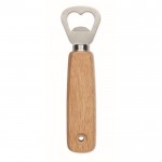 Abrebotellas de madera de caucho con agujero para colgar color madera tercera vista