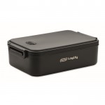 Fiambrera grande de PP reciclado con tapa hermética 2.2L color negro segunda vista principal