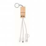 Llavero de bambú con soporte para teléfono y cargadores color madera vista de impresión