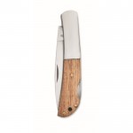 Navaja plegable con mango de madera y navaja de acero inoxidable color madera segunda vista
