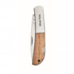 Navaja plegable con mango de madera y navaja de acero inoxidable color madera vista principal segunda vista