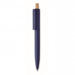 Bolígrafo monocromático con pulsador de bambú tinta azul color azul