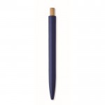 Bolígrafo monocromático con pulsador de bambú tinta azul color azul cuarta vista