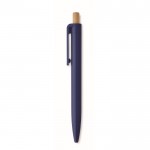 Bolígrafo monocromático con pulsador de bambú tinta azul color azul quinta vista