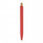 Bolígrafo monocromático con pulsador de bambú tinta azul color rojo tercera vista