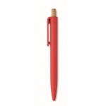 Bolígrafo monocromático con pulsador de bambú tinta azul color rojo quinta vista