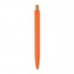 Bolígrafo monocromático con pulsador de bambú tinta azul color naranja tercera vista
